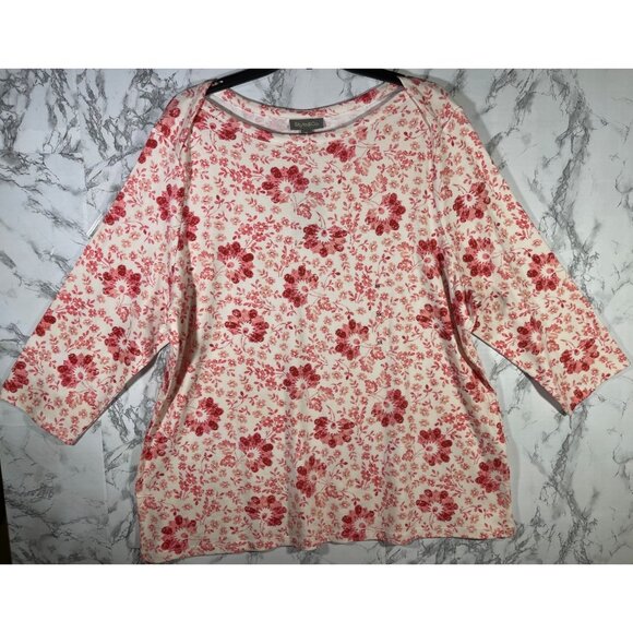 Style & Co Floral Print 3/4 Sleeve Top 3X 100% Supima Cotton - Picture 1 of 9